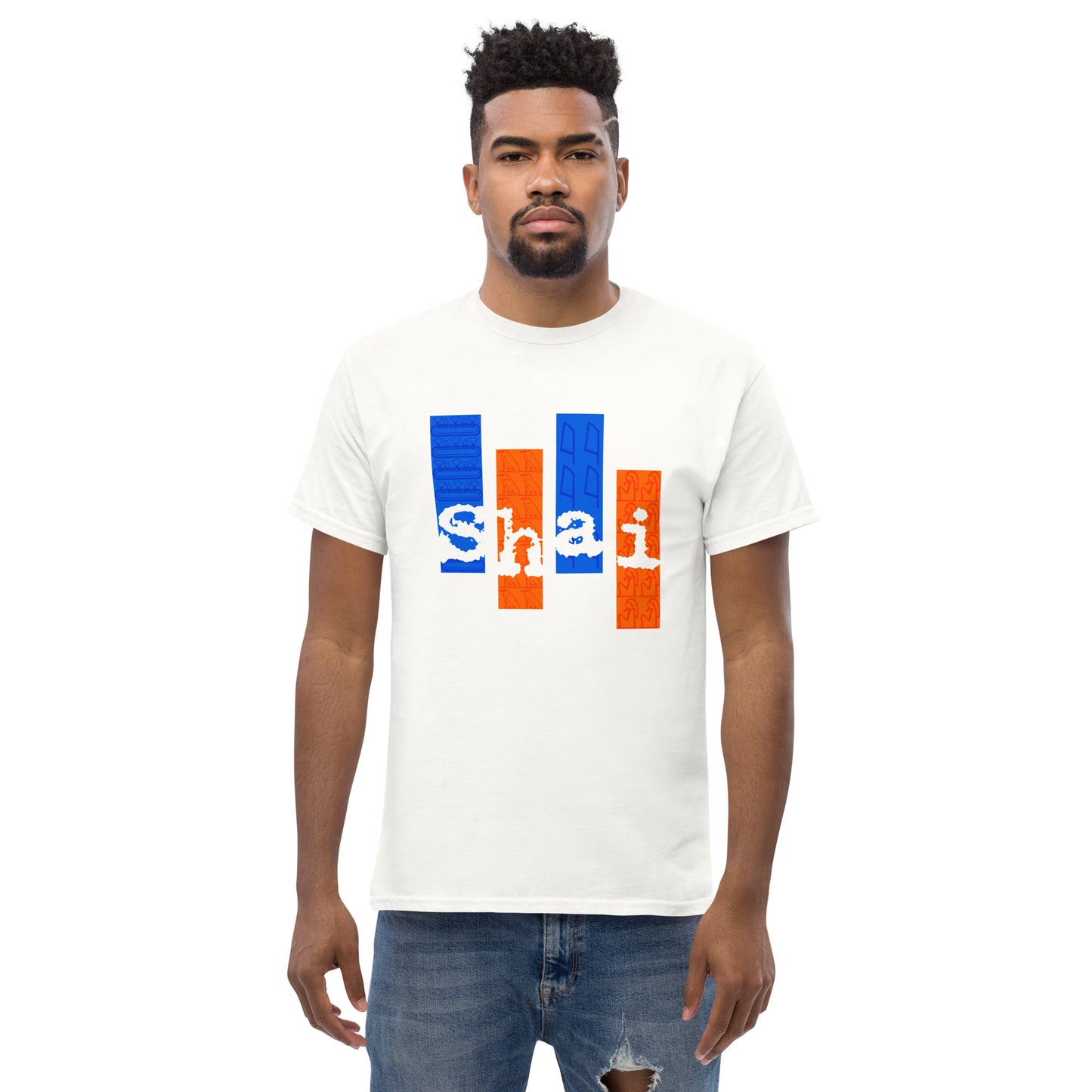 Shai | Blue-Orange Panels Unisex Tee