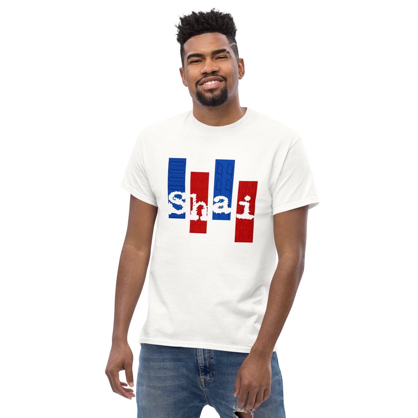 Shai | Red-Blue Panels Unisex Tee